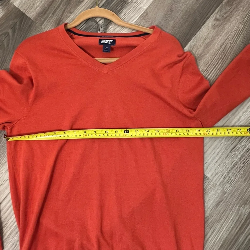 Lands' End Men's Orange Classic 100% Supima Cotton V-Neck Sweater Size M (38-40)